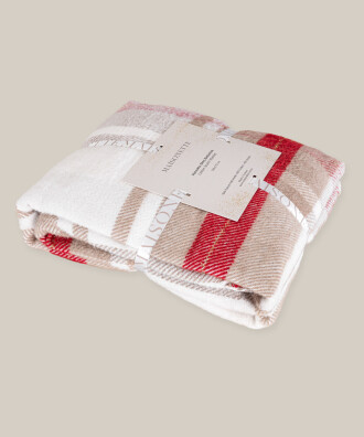 COTTON SCOTCH BLANKET BEJ - KIRMIZI