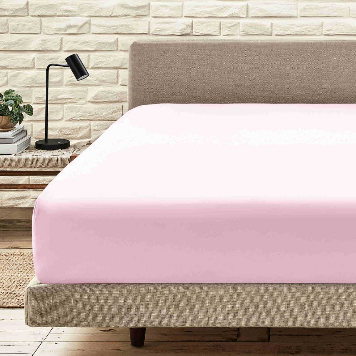 ÖRME LASTİKLİ ÇARŞAF PUDRA PEMBE