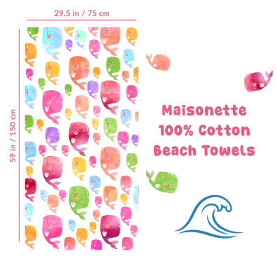 PUFFISH PLAJ HAVLUSU - ÇOCUK PLAJ HAVLUSU, %100 PAMUK, DİJİTAL BASKILI - RENKLİ - 75X150 CM - MAISONETTE - 2