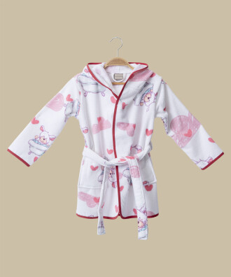 PURRLOVE ÇOCUK BORNOZ U - %100 ORGANİK PAMUK - PEMBE - MAISONETTE