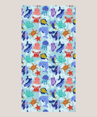 UNDERWATER PLAJ HAVLUSU - ÇOCUK PLAJ HAVLUSU, %100 PAMUK, KADİFE - RENKLİ - 75X150 CM - MAISONETTE