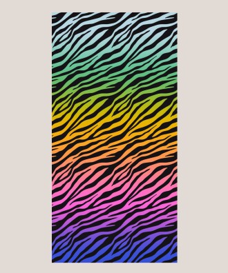 ZEBRA PLAJ HAVLUSU - ÇOCUK PLAJ HAVLUSU, %100 PAMUK, KADİFE - RENKLİ - 75X150 CM - MAISONETTE